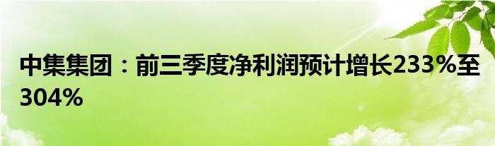 中集集团：前三季度净利润预计增长233%至304%