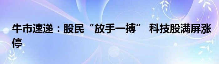 牛市速递：股民“放手一搏” 科技股满屏涨停