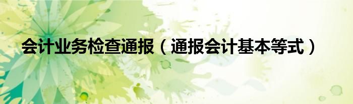 会计业务检查通报（通报会计基本等式）