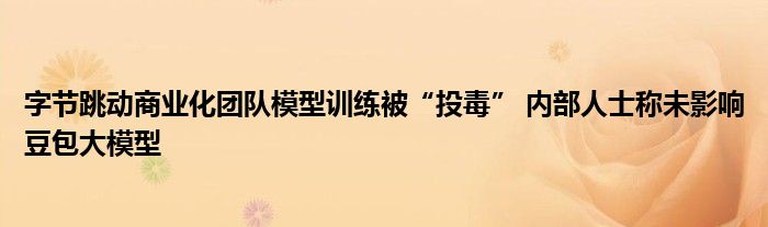 字节跳动商业化团队模型训练被“投毒” 内部人士称未影响豆包大模型