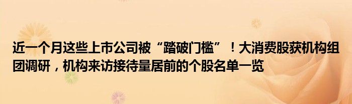 近一个月这些上市公司被“踏破门槛”！大消费股获机构组团调研，机构来访接待量居前的个股名单一览