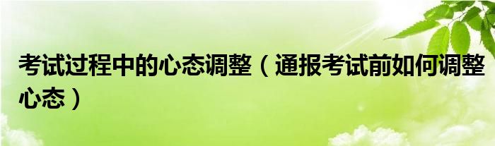 考试过程中的心态调整（通报考试前如何调整心态）