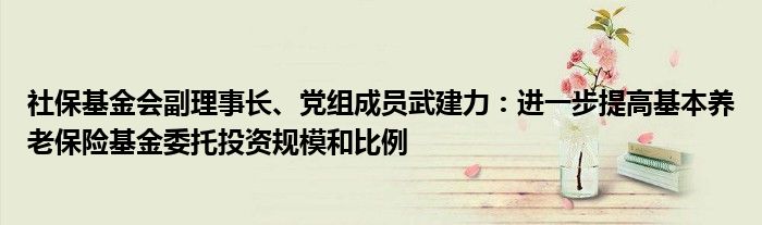 社保基金会副理事长、党组成员武建力：进一步提高基本养老保险基金委托投资规模和比例