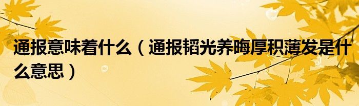 通报意味着什么（通报韬光养晦厚积薄发是什么意思）