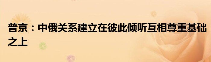 普京：中俄关系建立在彼此倾听互相尊重基础之上