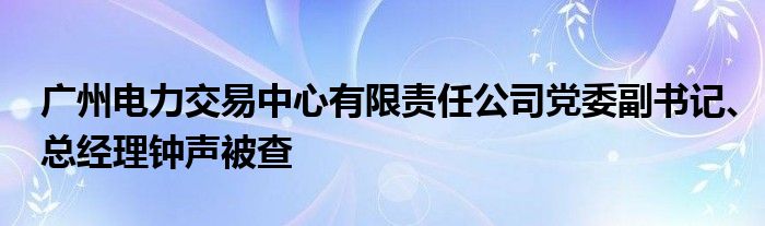 广州电力交易中心有限责任公司党委副书记、总经理钟声被查