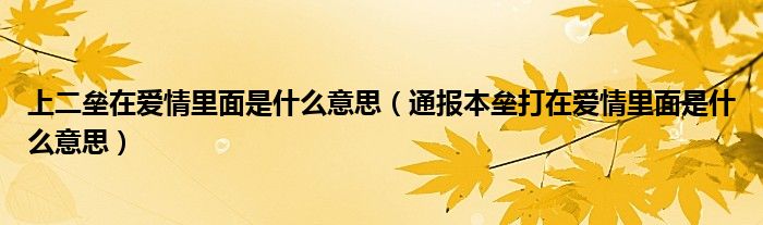 上二垒在爱情里面是什么意思（通报本垒打在爱情里面是什么意思）