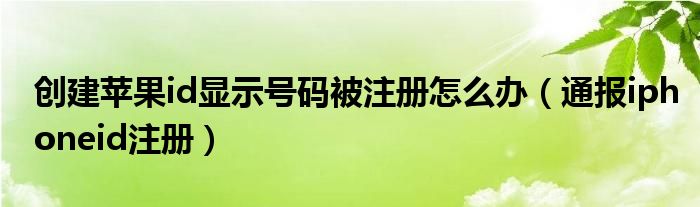 创建苹果id显示号码被注册怎么办（通报iphoneid注册）