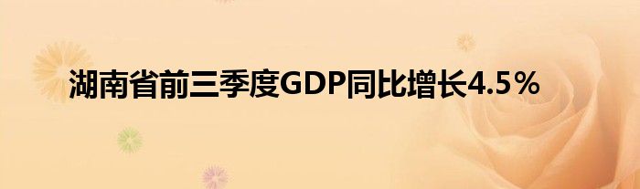 湖南省前三季度GDP同比增长4.5％