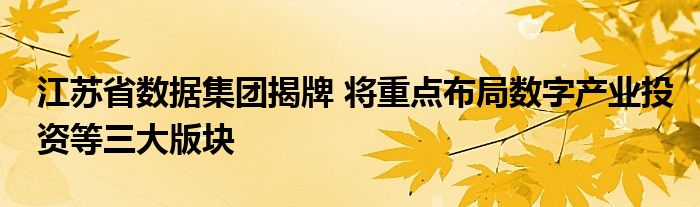 江苏省数据集团揭牌 将重点布局数字产业投资等三大版块