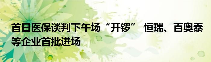 首日医保谈判下午场“开锣” 恒瑞、百奥泰等企业首批进场
