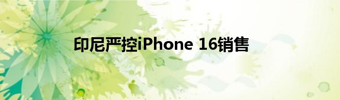 印尼严控iPhone 16销售