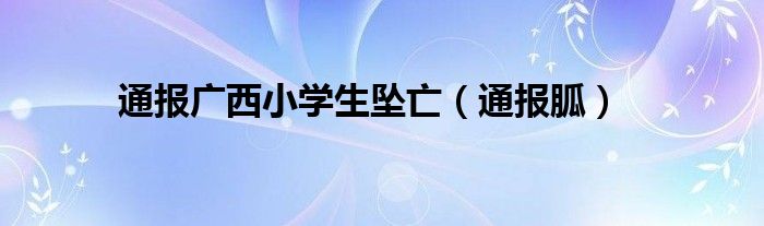 通报广西小学生坠亡（通报胍）