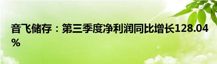 音飞储存：第三季度净利润同比增长128.04%