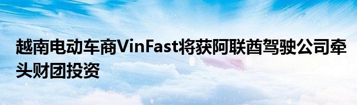 越南电动车商VinFast将获阿联酋驾驶公司牵头财团投资