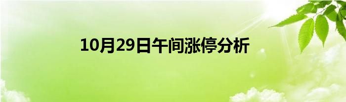 10月29日午间涨停分析