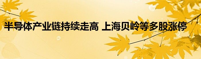 半导体产业链持续走高 上海贝岭等多股涨停