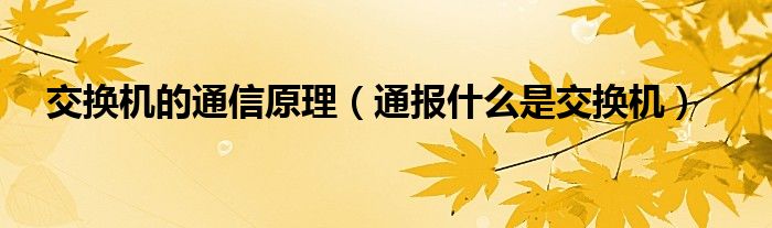 交换机的通信原理（通报什么是交换机）