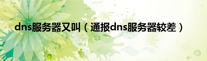 dns服务器又叫（通报dns服务器较差）