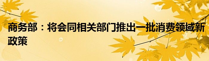 商务部：将会同相关部门推出一批消费领域新政策