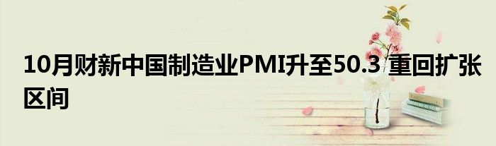 10月财新中国制造业PMI升至50.3 重回扩张区间