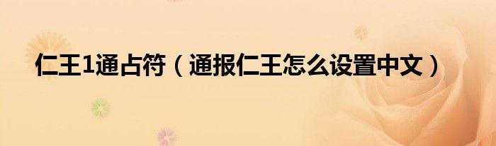 仁王1通占符（通报仁王怎么设置中文）