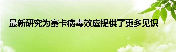 最新研究为寨卡病毒效应提供了更多见识