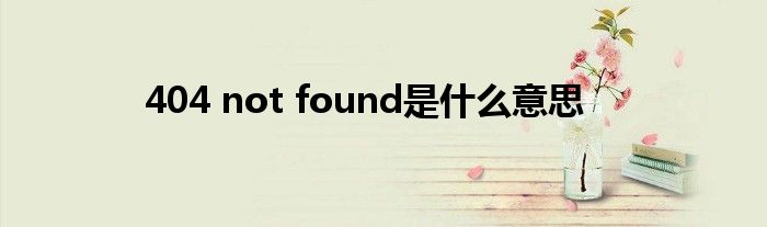 404 not found是什么意思