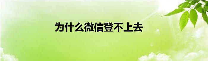 为什么微信登不上去